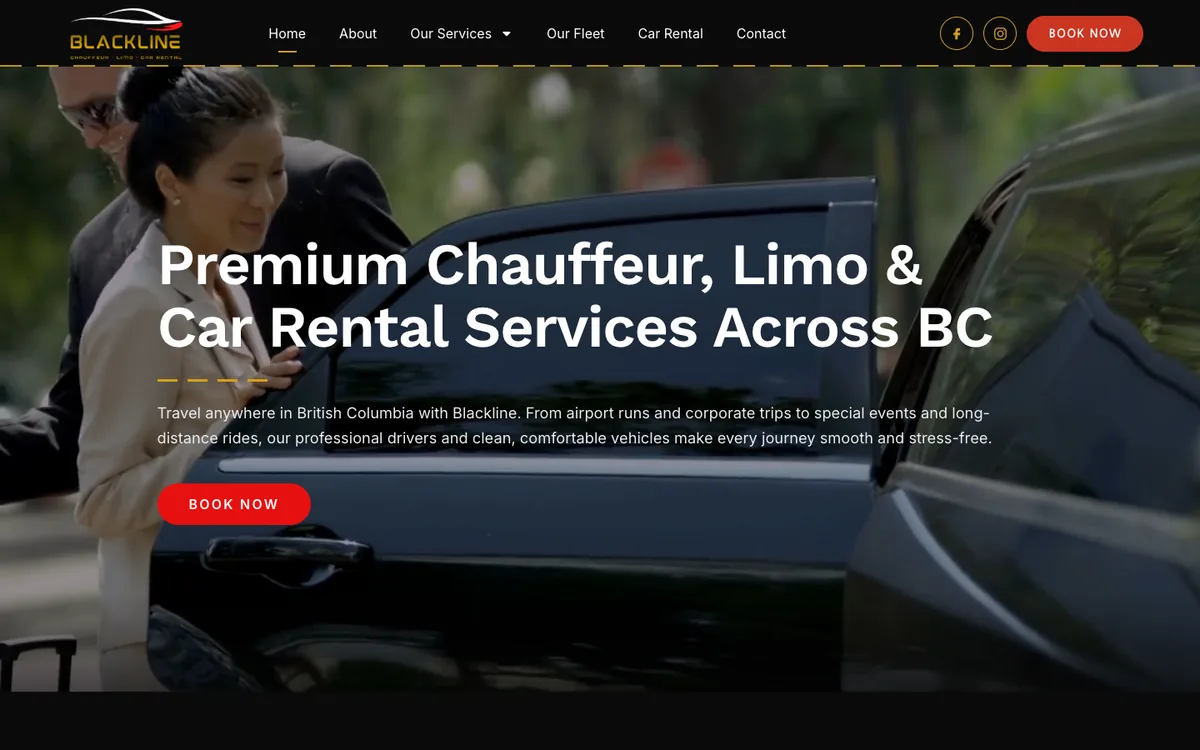 Chauffeur, limo and car rental website (blacklines.ca)