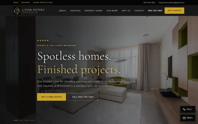 Cleaning & property services website (5starsisterscleaning.ca)
