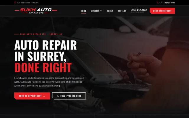 Auto repair shop website (sukhautorepair.ca)