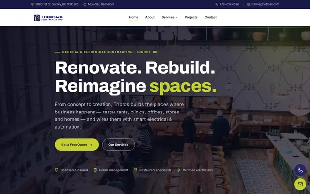 General & electrical contracting website (tribros.ca)